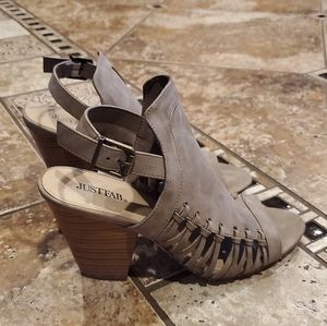 Just Fab Lace Cutout Buckle Wedges